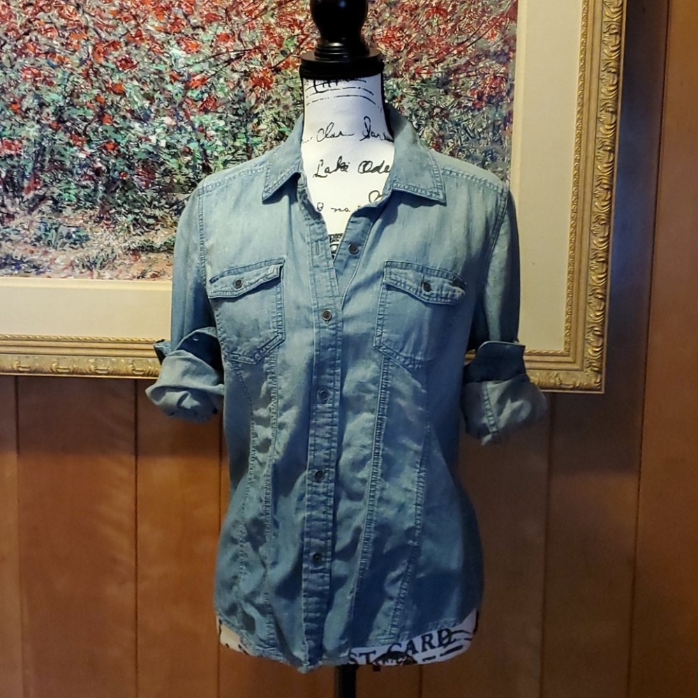 Calvin Klein Long Sleeve Denim Chambray Shirt, S, NWOT